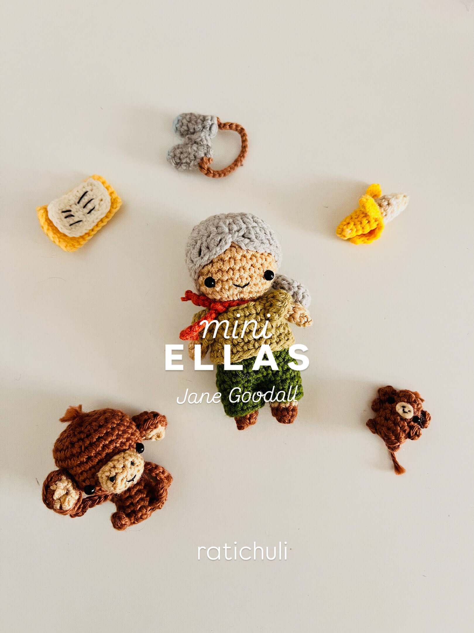 Colgante decorativo de monos kawaii en crochet